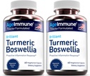 Turmeric Tambahan dengan 65% Boswellia Extract Serrata dengan Black Pepper sebagai Bioperin - Inulin -Turmeric Curcumin 95% Ekstraksi Inflammation Sehat dan Gut Health - 60 Capsules - 2 Pack