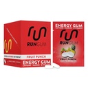 RUN GUM Fruit Punch Energy Chewing Gum 50mg Caffeine Taurine & B-Vitamin Per Piece, 24 Pieces (Paket 12) Sugar Free, Zero Calorie, No Aspartame, dan Gluten Free, 1 ea