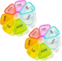 Weekly Large 7 Day Pill Organizer - Kotak Pil, Case, Container, Travel Discenser - Fish Oil, Vitamin, Medicine Organizer