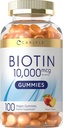 Carlyle Biotin 1000mcg Gummies 124; 100 Count 124; Peach Flavor Suplement 12.4; Vegan, Non-GMO, Gluten Free