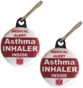 Asma Inhaler Inbag Tag Medical Alert Zipper Pull 2pcs