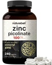 Potensi Tinggi Zinc Picolinate 100mg - 240 Capsules, Biovailable Form of Zinc untuk Dukungan Imune dan Kesehatan Skin - Non-GMO dan Gluten
