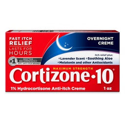 Cortizone -10 Maksimal Kekuatan Dalam Malam Itch Relief Cream, 1% Hydrocortisone, Fast- Acting, Lavender Bau Anti- Itch Cream untuk Bug Bites, Rash, Eczema, Psoriasis, Poison Ivy, Oak, Sumac, 1 oz