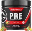 Honey Badger Pre Workout Powder, Keto Vegan Pretraining for Men & Women, Beta Alanine & Caffeine, Sugar Free Natural Energy Suplemen, Fruit (High- Stim)