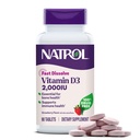 Natrol Cepat Dissolve Vitamin D3 2.000 IU, Tambahan Dietary untuk Bone and Joint Health, Tambahan Bone, 90 Tablet, Tambahan 90 Hari