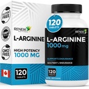 Renew Actives L-Arginine Suppplement 10000MG untuk Serving - Kekuatan & Endurance, Escular for Protein Synthesis & Muscle Fungsi, Fisik Performance Booster - Dibuat di Kanada - 120 Tablet