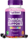 Rasakan Imunitas Mendukung Gummies dengan Elderberry, Zinc dan Vitamin C 124; Sambucus Nimra Tambahan 124; 60 Gummi