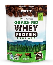 Opportuniteas Grass Fed Coffee Whey Protein Isolate Powder - 27g Protein powder Without Artificial Sweeteners, 60mg Caffeine, Hormone- Free Cows - 5lb