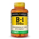 MASON NATURAL Vitamin B, 1 Thiamine 250 mg, 100 Day Suppply Dieter Supply, Easy, to, Swallow Tablets, Dukung Produksi Energi & Heally Metabolisme