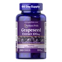 Puritan 's Pride Grapeseed Extract 100mg with Citrus Bioflavonoid Complex, Dietary Suplemen AntioksidanHeart Health Support, 200 Rapid RAPsules