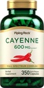 Piping Rock Cayenne Pepper Capsules 124; 600mg 124; 350 Menghitung 124; konsentrasi Ekstraksi Tambahan 126; Non-GMO, Gluten Bebas