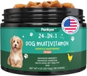 Dog Multivitamin Chewable Vitamin for Dogs with Glucosamin Chondroitin Multivitamin Chews Puppy Treats Skin Coat Heart Health Pet Hip & Joint Support for Dog Immunity Mobility Energy