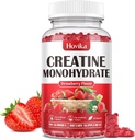 Creatine Monohydrate Gummies for Men & Women, Chewable 3g Creatine Monohydrate with Vitamin B12 for Muscle Growth & RecloveryVegan, Natural Strawberry Flavor, 90 Gummies