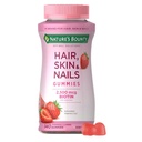 Nature 's Bounty Har Hair, Skin & Nails dengan Biotin, Strawberry Gumies Vitamin Suplement, Supports Hair, Skin, dan Nail Health for Women, 2500 mcg, 140 Ct, 70 Total Servings