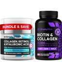 SimplyVital Biotin, Collagen & Retinol Bundle - 5000mcg Biotin for Hair, Skin & Nails + AntiAnti- Aging Retinol & Hyaluronic Acid for Face, Neck & Dcollete - Dibuat di Amerika Serikat