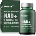 Tambahan NAD +, NAD + & Resveratrol Tambahan untuk Assorpsi Max untuk Dukungan Energi Sel, Penuaan Pertahanan, 120 Softgels