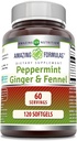 Amazing Formula - Peppermint, Ginger dan Fennel Dietary Suplemen - 363 Miligram - 120 Softgels (Non-GMO, Gluten Bebas) -