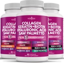 Collagen Pill Biotin Kertin Saw Palmetto Hyaluronic Aci- Vitamin E Folic Acid Pumpkin MSM- 270 Count