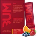 RAW Electrolytes Powder Hidration Drink Mix Packet, BUM Hydrate (Fruit Punch, 20 Servings) - Electrolite Hydration Packet Supports Muscle Fungsi & Endurance - Keto Free Electrolytes Appeder