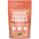 BioSchwartz Greens Powder Super Greens with Prograine, Pregities, Digetical Enzymes & 43 Green Superfoods - Chlorofil, Bilberry, Chlorella, Spirulina - Tastes Amazing - 30 Servings