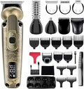 Hatteker Rimmer Rimmer Kumis Rimmer untuk Pria 8 dalam 1 Adjustable Kecepatan Klip Rambut Berair TBlade Razor Electic Shavers Cordless Mens Gift Kit dengan Wajah Tubuh Hidung (Perunggu)