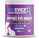Pet Eyez Vitamin Powder for Pets - Supports Eye Health & Reduces Tear Stain Buildup - 100% Natural Food Topper for Dogs & Cats with SuperFoods, Antioksidants & Nutrients - Chicken Flavor - 120 Scoops