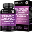 Milk Thistle 3000mg NAC Chanca Piedra 2000mg Artichoke 2000mg Beet Root 2000mg Dandelion Root 1000mg, Liver Cleanse Detox & Repair Supplemen TuDCA Chooline dan Ginger for Men & Women, 60 Capsules