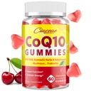 CoQ10 Gummies dengan PQQ - 400 MG Coenzim Q10 High Potency, Enhanced with Ayurvedic Herbs, Adaptogenic Mushroom Blend & Prograce for Heart, Brain, Energy, Imunity, Cherry Flavor, 60 Vegan Gummies