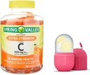 Spring Valley Extra Power Vitamin C Dietary Supplemen Gummies Vegetarian, Orange, 500 mg, 120 Ct dan Hadiah Ice Roller untuk Wajah