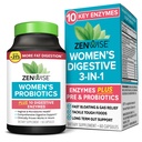 Zenwise Health 3-1 Women Probiotic Suplemen untuk Digetical, Gut Flora & Vaginal Health - Daily Progories & Pregories for Women for Women with Digetical Enzymes Supports Bloating & Gas Relief - 60 Count