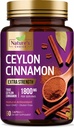 Ceylon Cinnamon Capsules 1800mg - Certified Organic Cinnamon, Bottled in USA, & Pure Extrate Speylon Cinnamon, Antioksidant Pills, Non-GMO & Gluten Free, Sugar Free - 60 Capsules