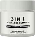 3 di 1 Gummies, 3 di 1 Shilajit Gummies for Men, Pure Shilajit Wellness Gummies (Shilajit + Sea Moss + Ashwagandha), Shilajit Gummies for Men, Non-GMO