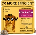 Omega Wild Alaska Salmon Oil 90 ct Soft Chews for Dog - Anti Itch & Coat + Allergy Dukung, dengan Kelp, Biotin, Vitamin, Zinc - Membantu Itchy Skin, Dog alergy, May Reduce Shedding