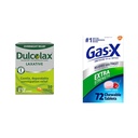 Dulcolax Overnight Relief Laxative for Gentle Constipation Relief, Bisaceyl 5 mg Tablets, 50 Count & Gas-X Ekstra Kekuatan Chelable Gas Relief Tablet dengan Simecione 125 mg for Bloating Relief