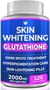 Glutathione Whitening Pill - 120 Capsules 2000mg Glutathione - Effective Skin Lightening Suplement Suplement - Dark Spots, Melasma & Acne Scar Remover, Hiperpigmentation Treatment - Anti- Aging Antioksidant