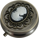 Bronze Pill Organizer, Portable Medicine Box for Pocket or Purse, Decorative Metal Vitamin Holder, Classic Small Pill Container, Unique Creative Gift for Women