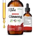 Wild & Organic Korean Red Ginseng Extract Drops - Panax Ginseng Suplement for Imune Support - Liquid Root Tincture for Overall Well-Being - Vegan, Sugar & Alcohol- Free - 2 fl oz
