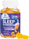 Melonalin Sleep Gummies Sugar Free - 6 mg Melonatinin Sleep Gummies for Dewasa, Ekstra Kekuatan Suplemen Sleep, Seksional Supplemen Dukungan Tidur, 6g Gomitas Para Dormir - 60 Count