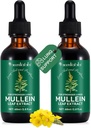 2 Pcs Cair Organik Mullein Ekstment untuk Lungs Health - Vegan, No Addities Bronchial Cleanse for Health Support - 2 fl oz Mullein Drops
