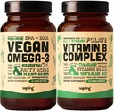 Vegan Omega 3 & Vegan Vitamin B Kompleks Bundle - Plant-Based DHA & EPA Fatty Acids, Escule B Vitamin with Whole Food B1, B2, B3, B5, B6, B7, Folate