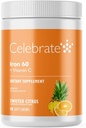 Rayakan Tambahan Besi Vitamin dengan 60mg Besi & Vitamin C - Citrus Chewables untuk Baritric Patient, Gastric Bypass & Sleeve Gastrectomy Dukungan - 30 Tablets untuk Perawatan Kesehatan Pembedahan Penundaan