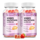 Totaria Sugar Free Multivitamin Gummies for Women 14 + w / Inositol, Iron, Folate, Biotin, Women Daily Multivitamin Gummy w / Vitamin A, D, C, B, Dukung Rambut, Skin, Energy, Imune, Strawberry Flavor