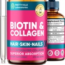 Liquid Collagen & Biotin for Women - 30000mcg Hair Growth Complex - Made in USA - Collagen & Biotin Oil for Hair Growth, Healthy Skin & Nails - Vegan Collagen & Biotin Source - 2 fl oz