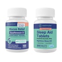 WELMATE Nighttime Wellness Bundle: Maximum Power Guaimfenesin 1200mg Muscus Relief (100 Ct) & Doxylamine Succinate 25mg Sleep Aid (200 Ct) Award 124; Extended Relief for Restful Sleep