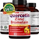Premium Tinggi Kemurnian Quercetin 98% dengan Bromelain Capsules untuk Potensi Maksimum dengan Teh Hijau Ashwagandha - Mendukung Overall Health Energy - 150 Days Suppply