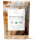 Truvani Protein + Energy Drink Mix dengan 87mg Caffeine 124; Vanilla Latte 124; 12g Organic Plant Based Protein 14; 20 Servings 12.4; USDA Organic Coffee Quoder & Adaptogens 124; Glurten & Dairy Free 124; Vegan 1244; Non-GMO