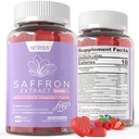 Suplemen Saffron Gummies 100mg - 100% Ekstrak Saffron Murni dengan Magnesium Glycinate, L-Theanine, Turmeric, Ashwagandha, Honey & Vitamin B Kompleks untuk Mood & Power, Antioksidant, Vitalitas - 120 Count