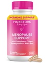 Dukungan Menopause Pink Stork untuk Perempuan - Hot Flash, Mood, Tidur, Weight, Cortisol & Hormonal Keseimbangan - Vegan, Estrogen- Free Perimenopause Relief - Ashwagandha, Maca - 60 Capsules
