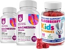 Elderberry Gummies for Kids and Magnesium 200 mg Gummies Sugar- Free - Healthy System Booster and Health Dupport with Elderberry Extract with Magnesium Calm Chews for Kids & Adults Sugar- Free