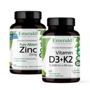 EMERALD LABS Vitamin D3 + K2 (60 Caps) & Zinc 25mg (90 Caps)